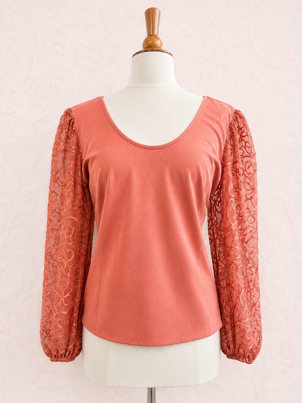 Marc New York XL Puff Sleeve Mesh Embroidered Top Blush Pink
